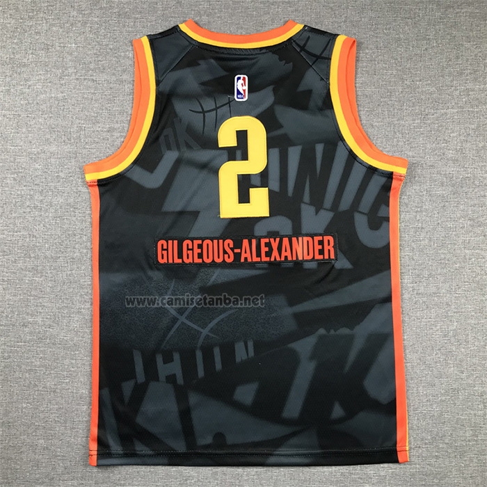 Camiseta Nino Oklahoma City Thunder Shai-Gilgeous Alexander NO 2 Ciudad 2023-24 Negro